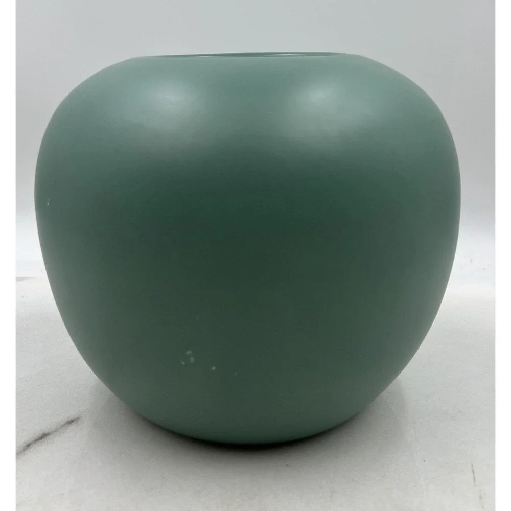 Ceramic Vase Pot Matte Sage Green Round Minimalist Spherical Post Mod 7.5in